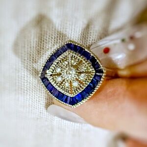 Dazzling Sapphire and Silver Women's Ring- Imitation gems - Sterling Silver